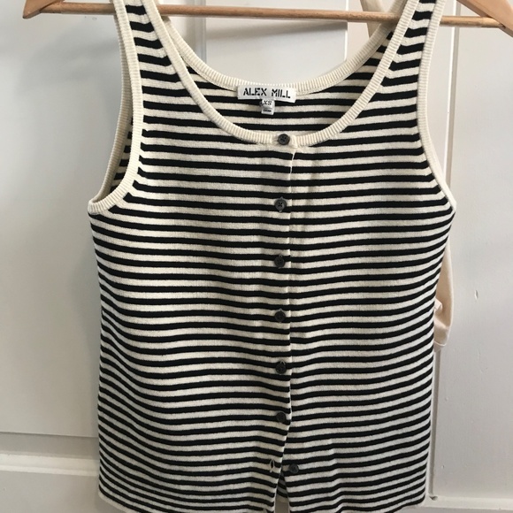 Alex Mill Louisa Vest XS NWOT Striped Black/Cream - Picture 4 of 6